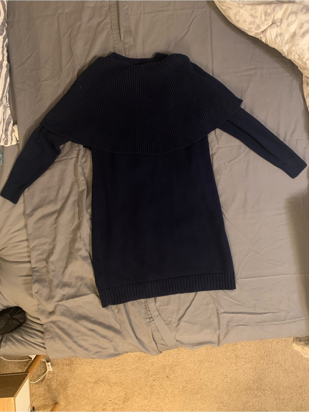 LOFT Navy Caped Knit Sweater Dress